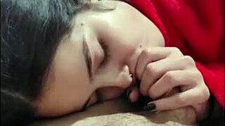 cute brunette babe warms up in the cold with a deepthroat.