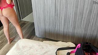 hidden cam catches webcam model in new thong with big tits and ass. what's she hiding?