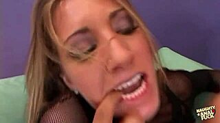 kinky anal blonde takes two cumshots while sticking her high heels in her mouth