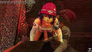 kiriko from overwatch gives a blowjob to some random guy