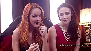 Redhead brat gets anal punishment with big tits