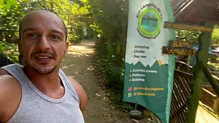 Taking Hot Black Girl to Waterfall for Hard Action