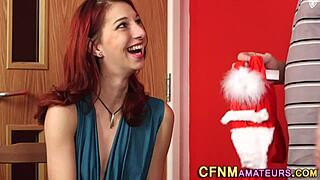 Redhead amateur in heels and shoes explores fetish cfnm clothed fun
