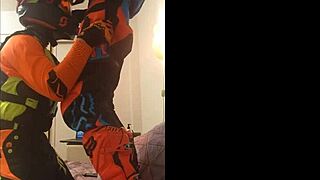 i'm so into this gay motocross blowjob in costumes, it's my fetish thing