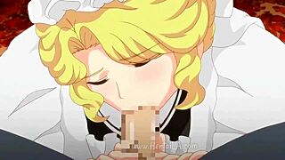 Busty Blonde Maid Serves in Hentai Style