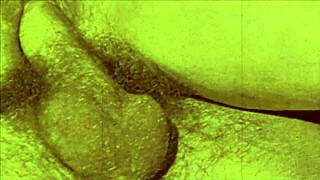 In a vintage steam age setting, a hairy group of amateurs indulged in an antique threesome adventure.