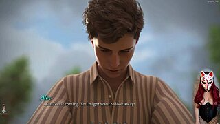 dreamland ep13 - asian cosplay in fishnet corset for outdoor sex in porn game