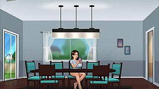 summertime saga unfolds with big tits cowgirl riding