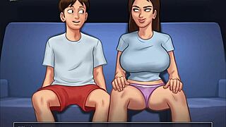 summertime saga unfolds with big tits cowgirl riding