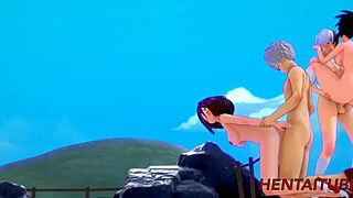 orgy in boku no hero with bakugou and todoroki fucking girls