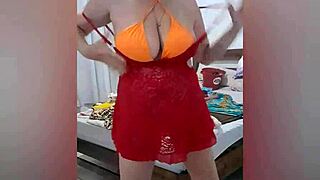 Stella Still and Dana in lingerie, sensually caressing big natural tits.