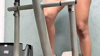 look what she dared in the gym, licking pussy like that