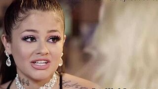 stunning blonde babe takes massive cock in her shaved tight pussy