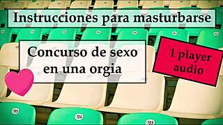 Shemale orgy contest: try to cum first in femdom jerk off game