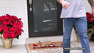 Doggystyle Anal Play with Busty Housewife Using Buttplug