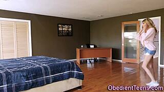 fetish teen on a leash gets rough blowjob