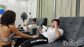 Enjoying a cozy meal with the young brunette amateur