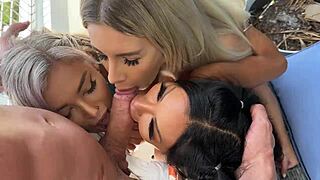 three on one interracial group scene featuring ema karter, cj miles, maximo garcia, and hayley davies