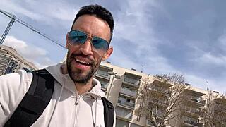 I’m jerking my big cock on a public trail