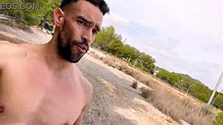 I’m jerking my big cock on a public trail