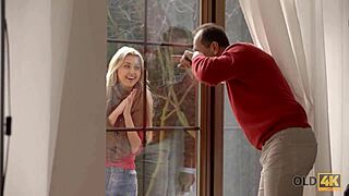 Old4k horny Russian girl bangs much older neighbor. What a wild assfucking session!