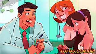 First time at the gynecologist, young girl gets excited with the handsome doctor.