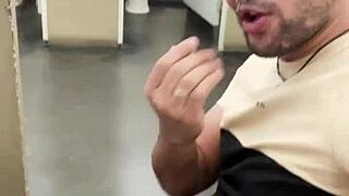 Bricklayer pleasured at construction site