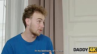 Young 18+ girl uses tactics on sofa with big cock 😏