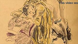 Vintage Hentai Drawings Depicting Erotic Anime Cartoons and Comic Scenes