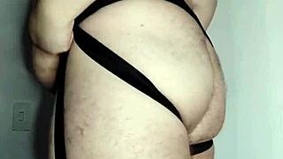 Fat gay man showing off his chubby body as exhibitionist in video?