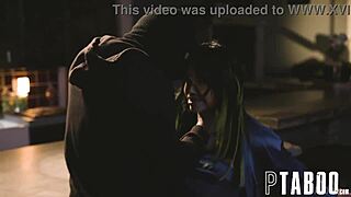 Masked Man Tommy Pistol Blows Petite Teen Karen's Small Tits and Big Ass