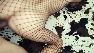 Milf Wife In Fishnets Gets Anal Stretched!