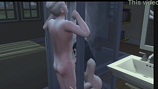 anime character bent over in doggystyle position with stepbrother in the sims 4 game