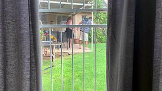 Neighbors Caught Fucking Hard Outside in Their Backyard