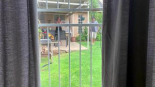 Neighbors Caught Fucking Hard Outside in Their Backyard