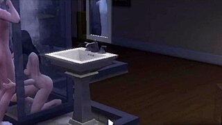 anime character bent over in doggystyle position with stepbrother in the sims 4 game