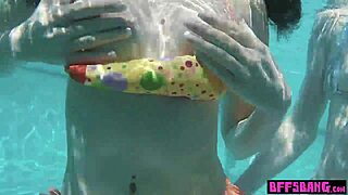 hey, bisexual teen 18+s in bikinis, let's fuck by the pool outdoors.