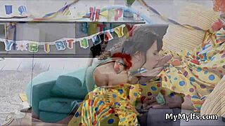 Horny Housewife Rides Clown's Hard Cock