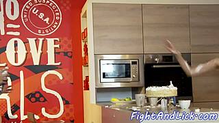 uhh, me n my babe wrestle an’ lick each other real good.. ya know?