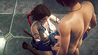 Yuna from Final Fantasy hentai sucks and takes anal with creampie in uncensored anime.