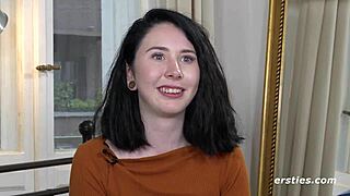 Joana's first solo fingering leads to tight pussy orgasm.