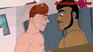 Brazilian Gay Cartoon Pornstar Pounds Muscular Little Slut in the Academy Gym!
