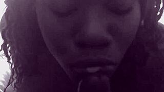 Ebony Deepthroats Big Black Cock