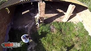 Swedish pornstar Cindy Sun gets fucked by Rob Diesel's monster cock in outdoor setting with squirting