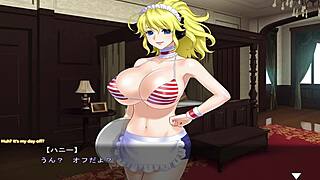 Maid-san teases with her curves in this honey game scene.