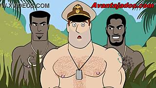 Brazilian gay pornstar in military scene, animated hardcore action.