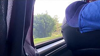 Tesão Flashing Pussy on Bus Trip from RJ to SP