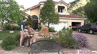 Guy Makes Older Blonde Housewife Squirt Outdoors