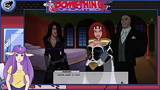 dancing cartoon girl with big tits in game