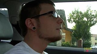 Bearded dude scores milf for wild couch banging